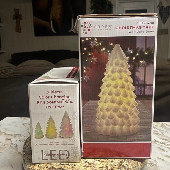 Home Collection~ 2 Boxes W/ 4 Color Changing Christmas Tree & Pine Scented (New) - Picture 10 of 12